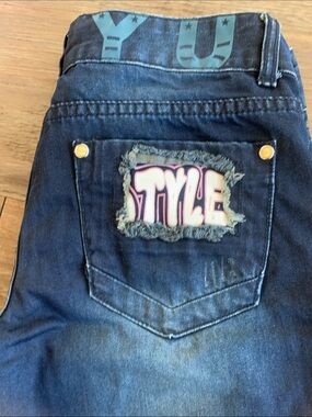 Women’s Dark Blue Denim Jeans with Back Pocket Patch Thick denim